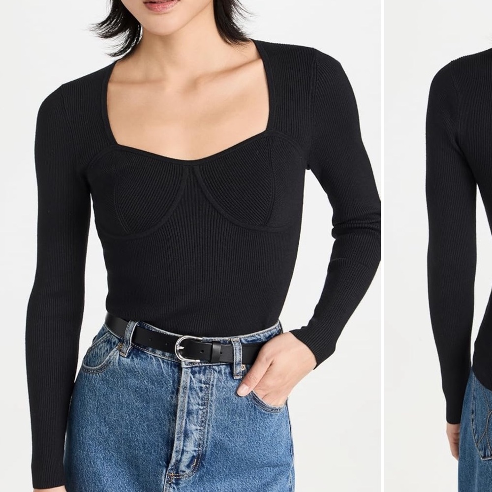 NWT Madewell Wide Rib Sweater Top in Black Size XS‎